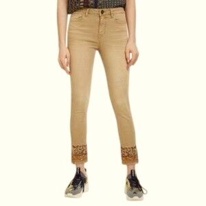 Desigual Exotic Miami Skinny Pant in Tan US Size 4 Euro Size 38